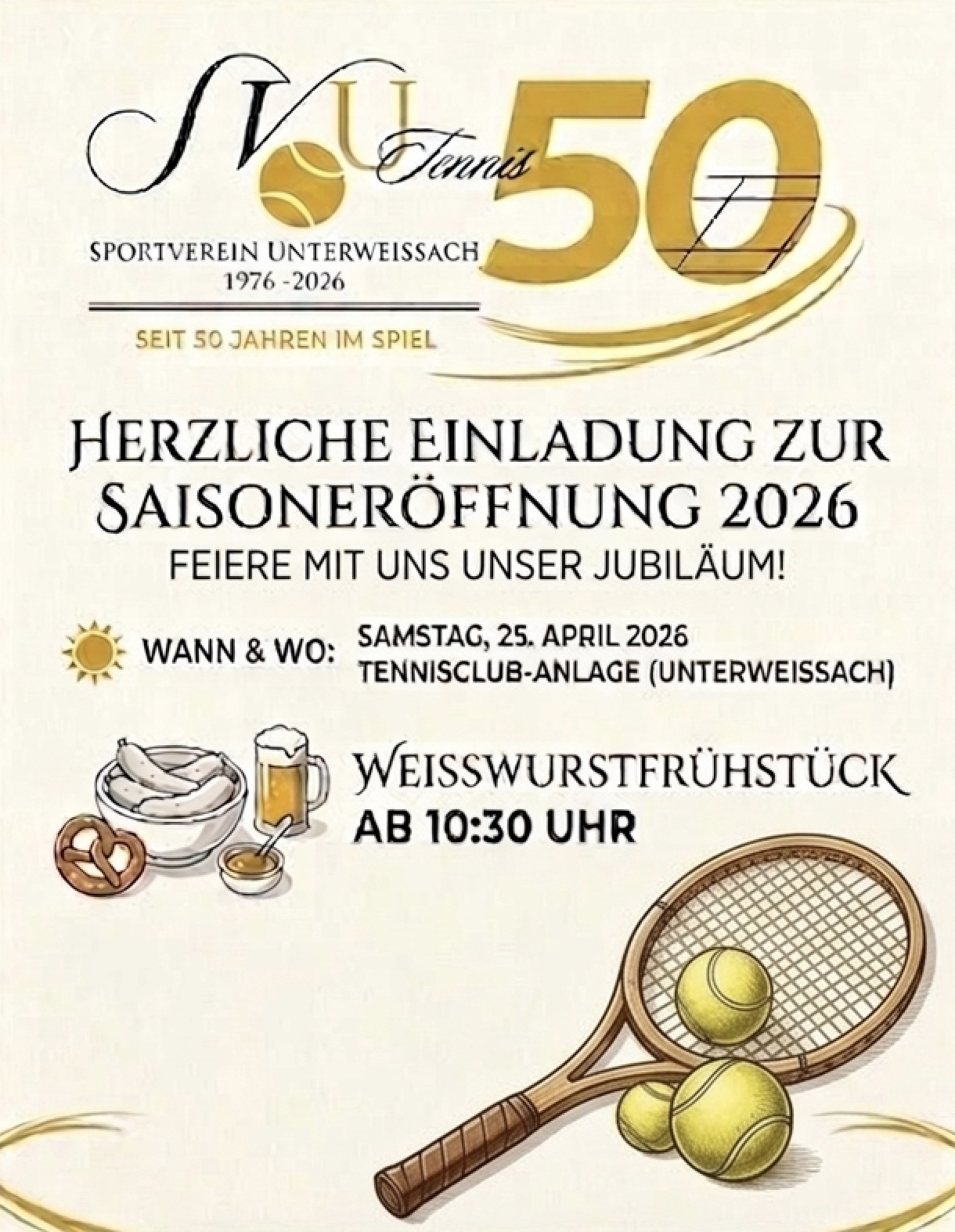 Du betrachtest gerade Saisoneröffnung 2026 mit Weißwurstfrühstück